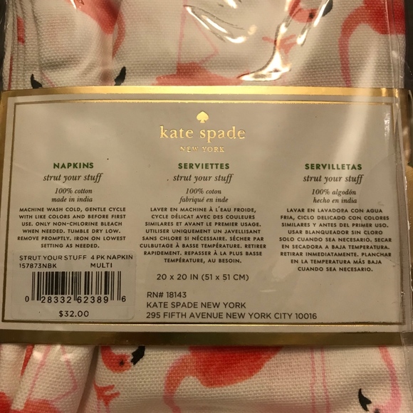 Kate Spade Flamingo Cloth Napkins (4) - Picture 3 of 3